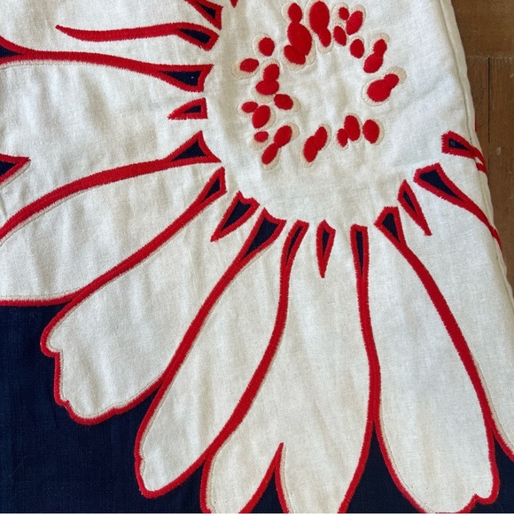 Boden Floral Appliqué Navy Skirt US 6 Daisy Boho Preppy Knee Length A-line - Picture 2 of 10